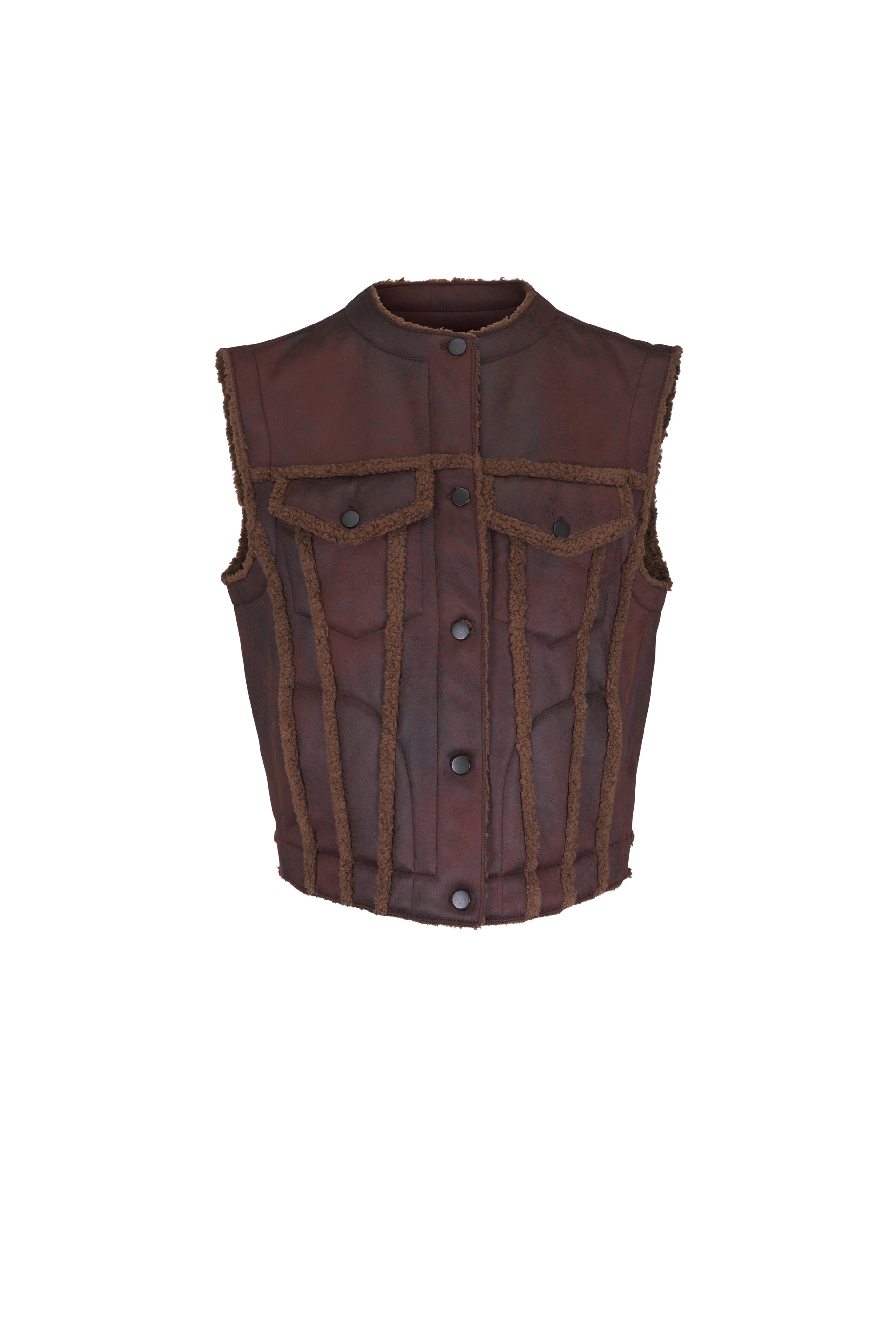 Akris Punto - Gilet Bark Brown Faux Fur Vest
