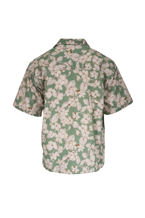 Tintoria Green Floral Print Cotton Sport Shirt - view 2