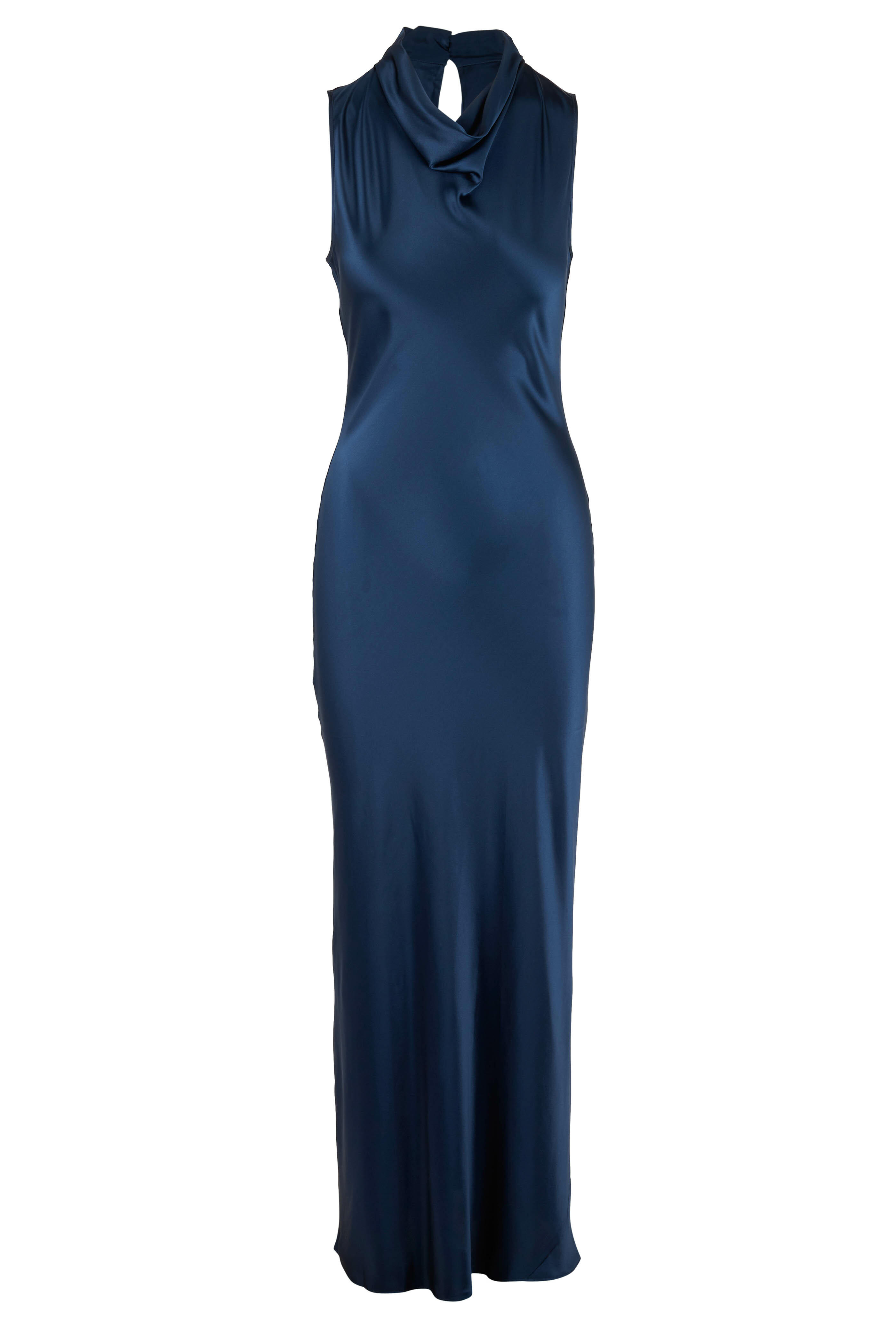 Veronica Beard - Kura Petrol Sleeveless Satin Dress