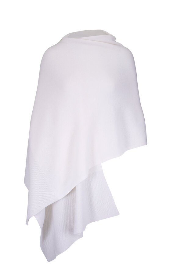 Kinross Ivory Cashmere Lurex Stripe Wrap - view 1