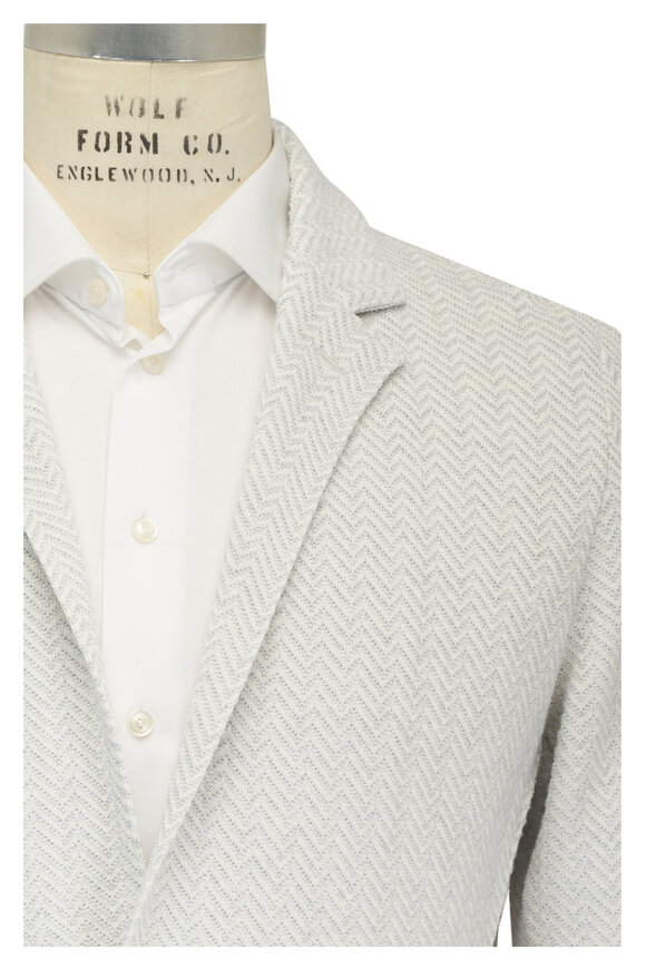 Patrick Assaraf Light Gray Herringbone Knit Blazer