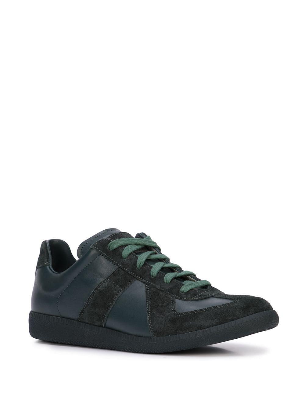 Maison Margiela - Replica Hunter Green Leather & Suede Sneaker
