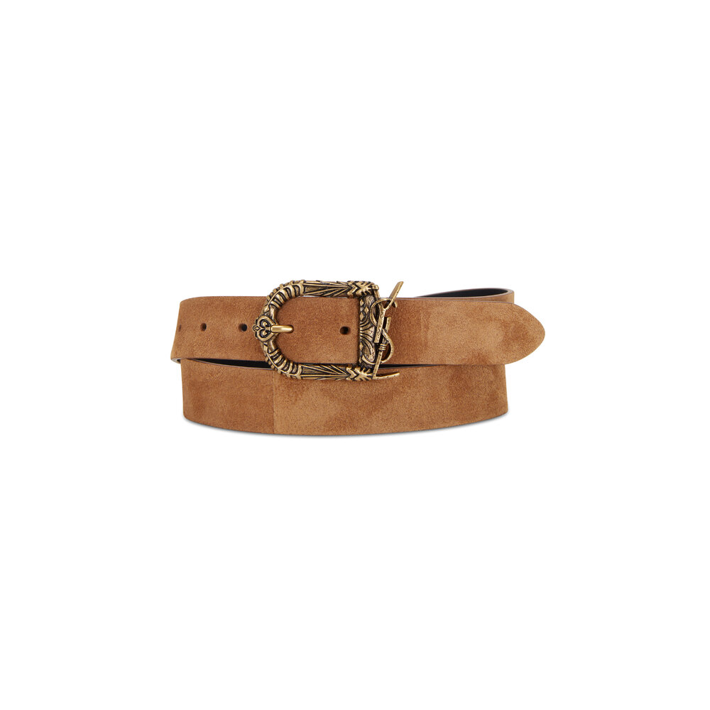 【SAINT LAURENT】BUTTERFLY SUEDE BUCKLE BELT Saint Laurent Butterfly Suede Buckle Belt | Neiman Marcus