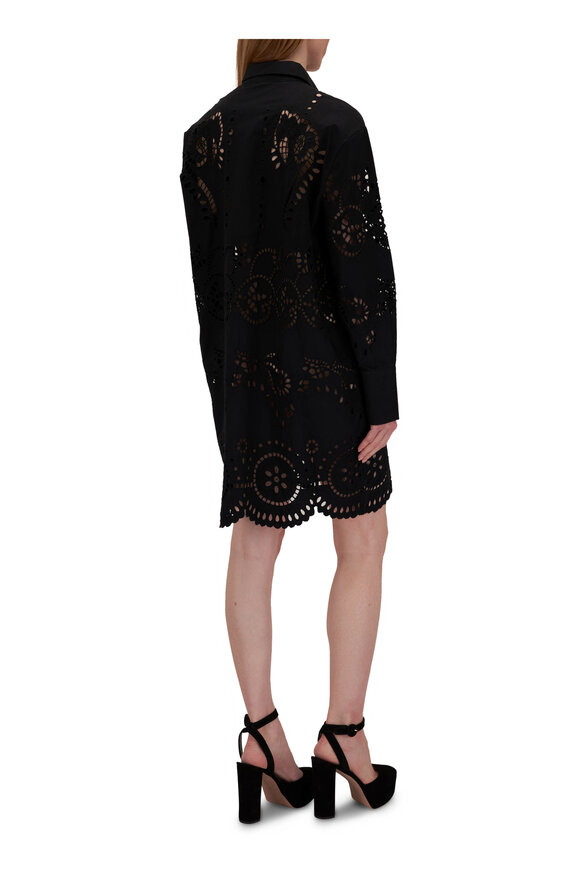 Nili Lotan - Mathilde Black Embroidered Poplin Dress