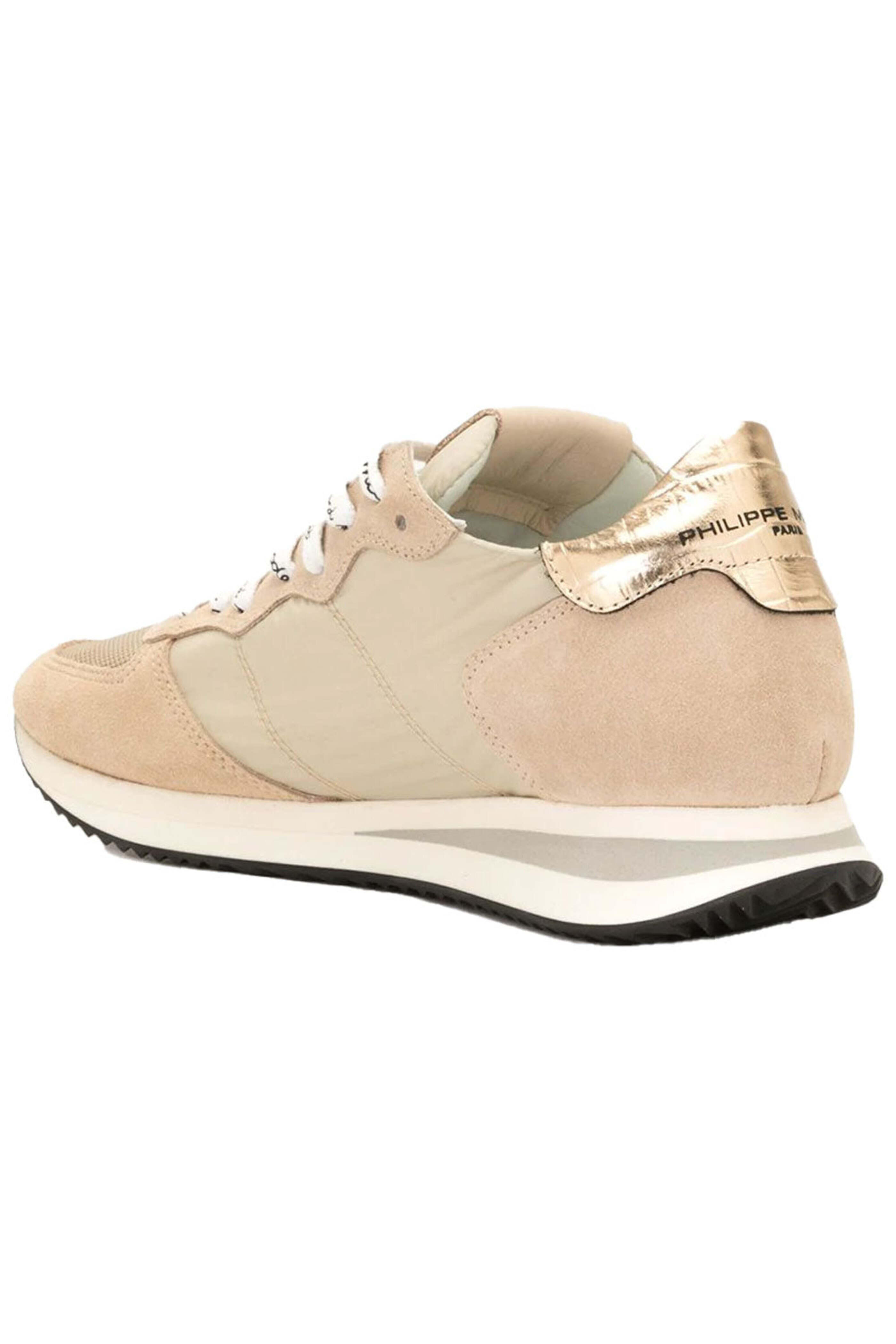 Philippe Model - Mondial Crocodile Effect Sneaker in Beige
