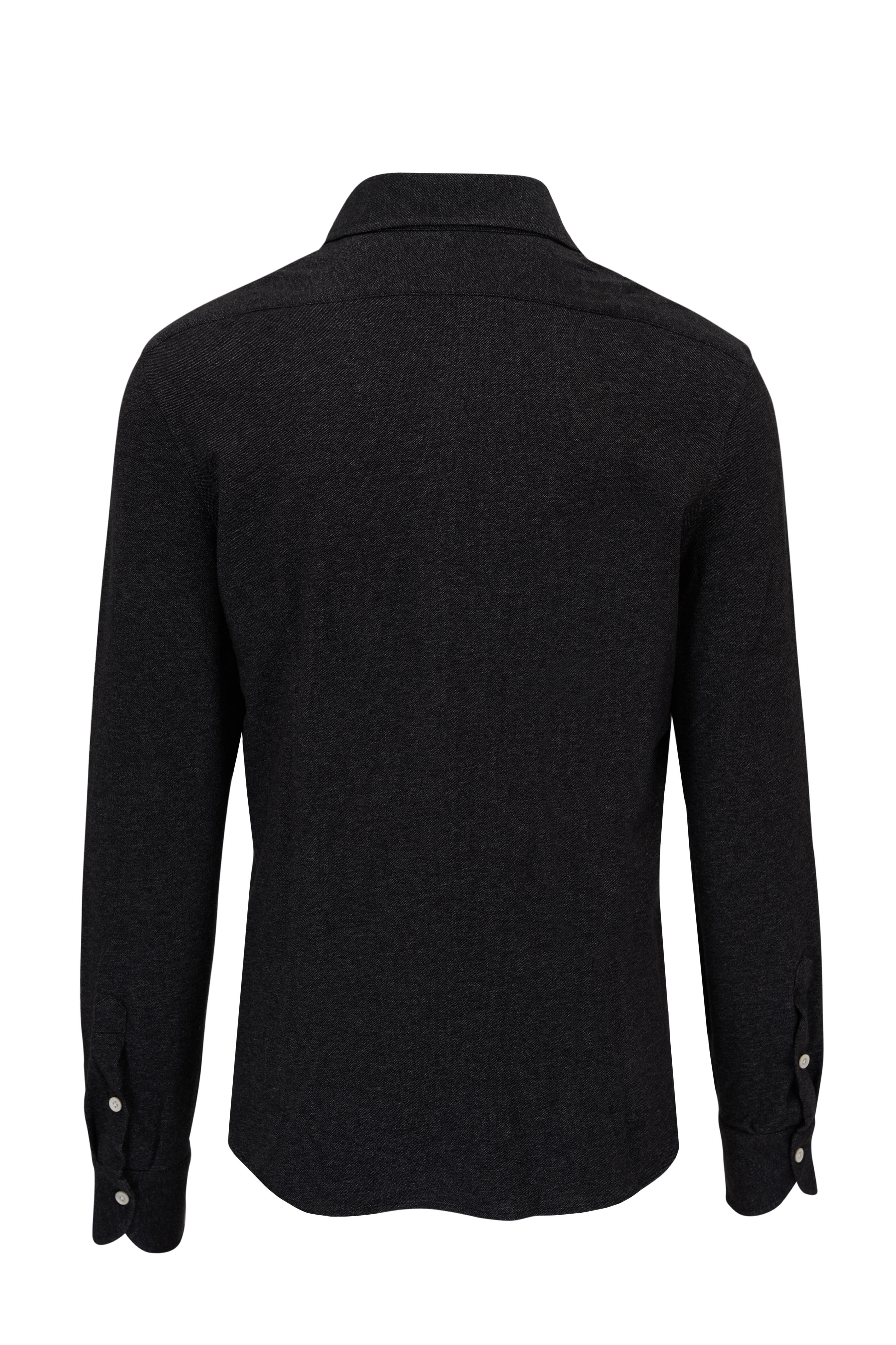 Isaia Washed Charcoal Gray Jersey Sport Shirt Mitchell Stores