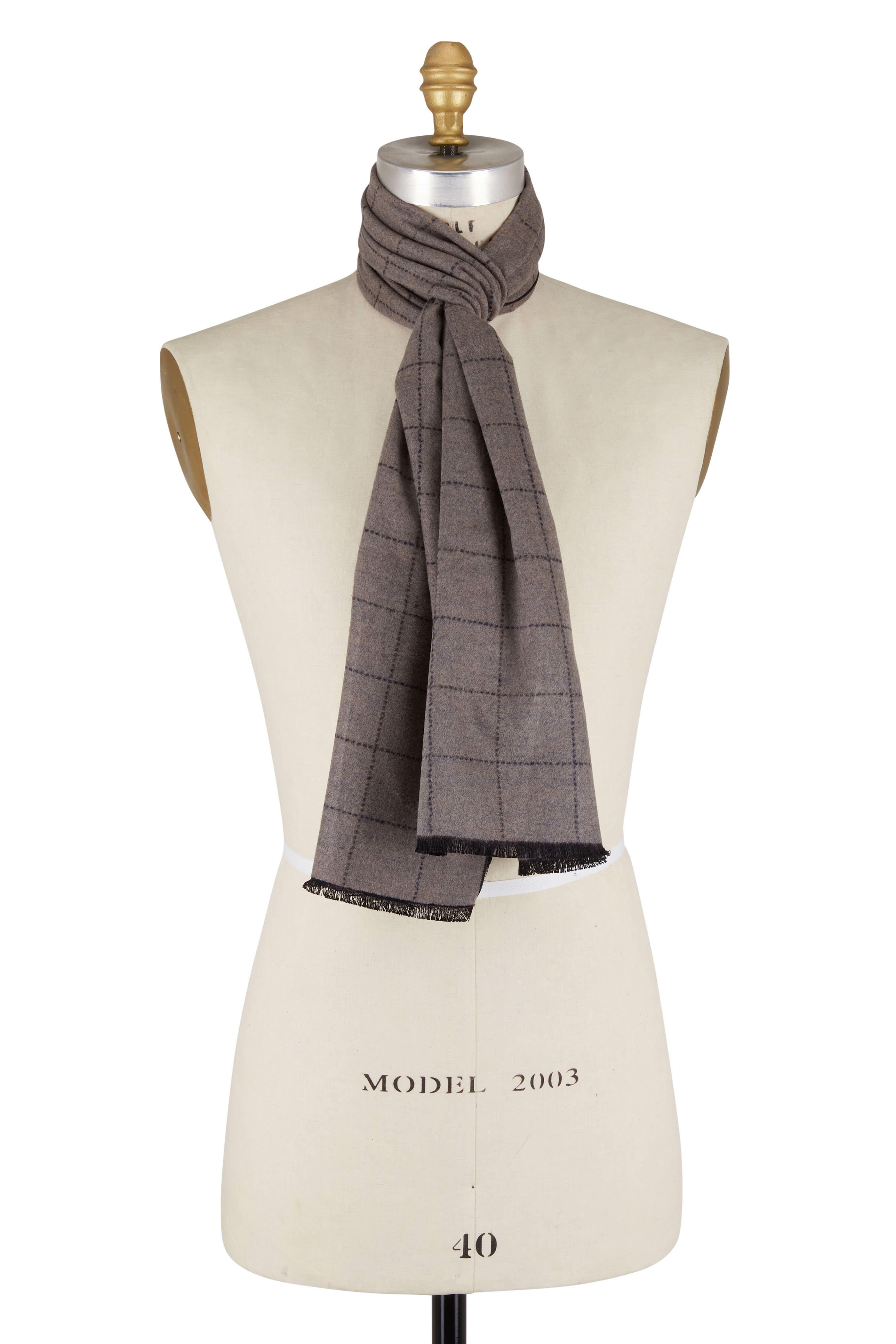 Brunello Cucinelli Cashmere Metallic Solid Scarf in Taupe