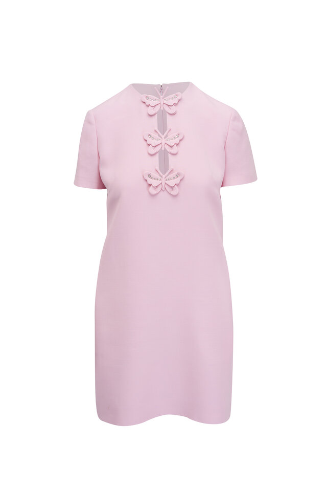 Valentino - Solid Light Pink Crepe Couture Bow Dress
