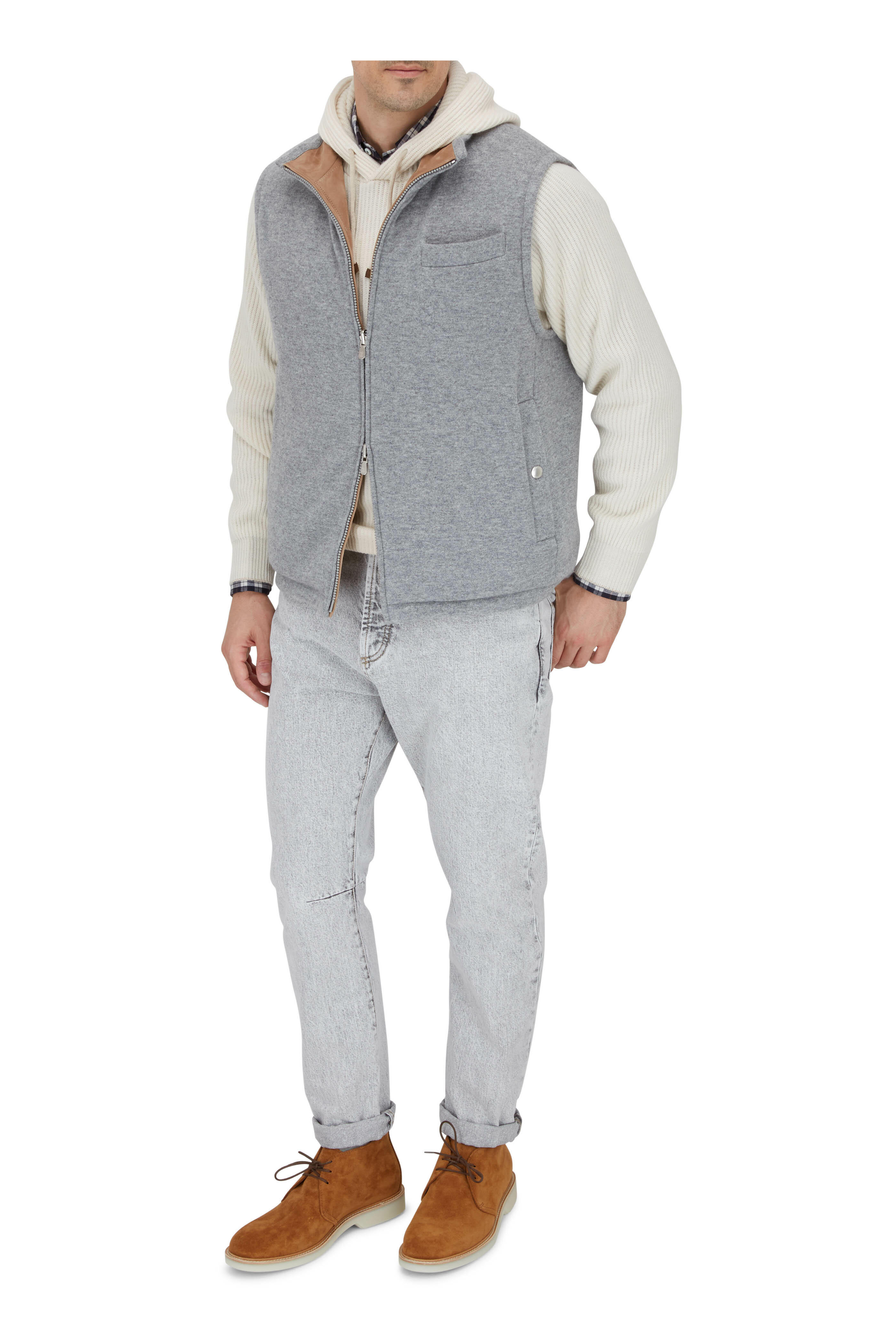 Brunello Cucinelli - Tan Ribbed Cashmere Hoodie