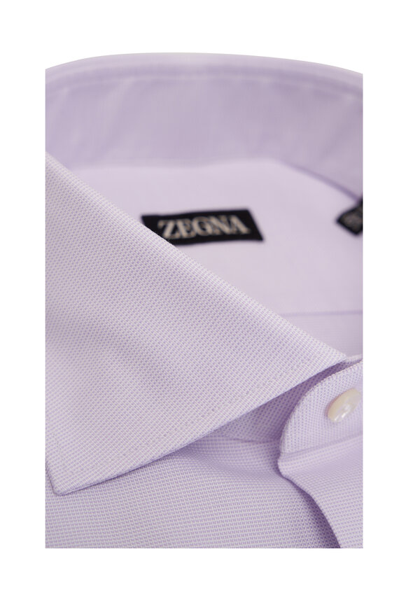 Zegna - Lavender Textured Cotton Dress Shirt