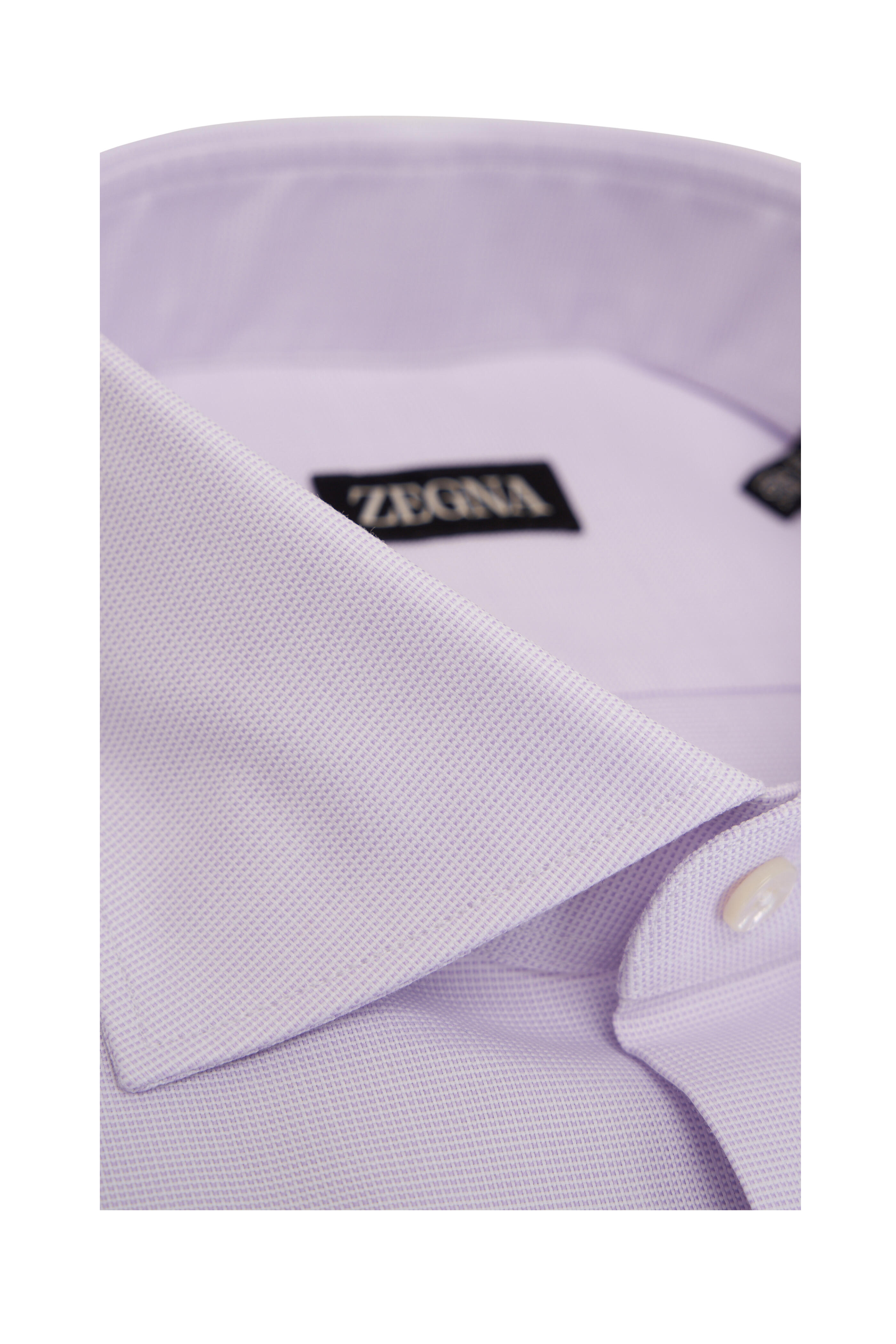 Zegna - Lavender Textured Cotton Dress Shirt | Mitchell Stores