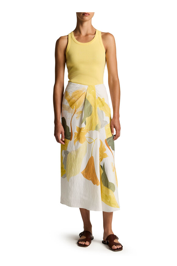 Vince Off White Sun Painted Abstract Floral Draped Skirt - view 2