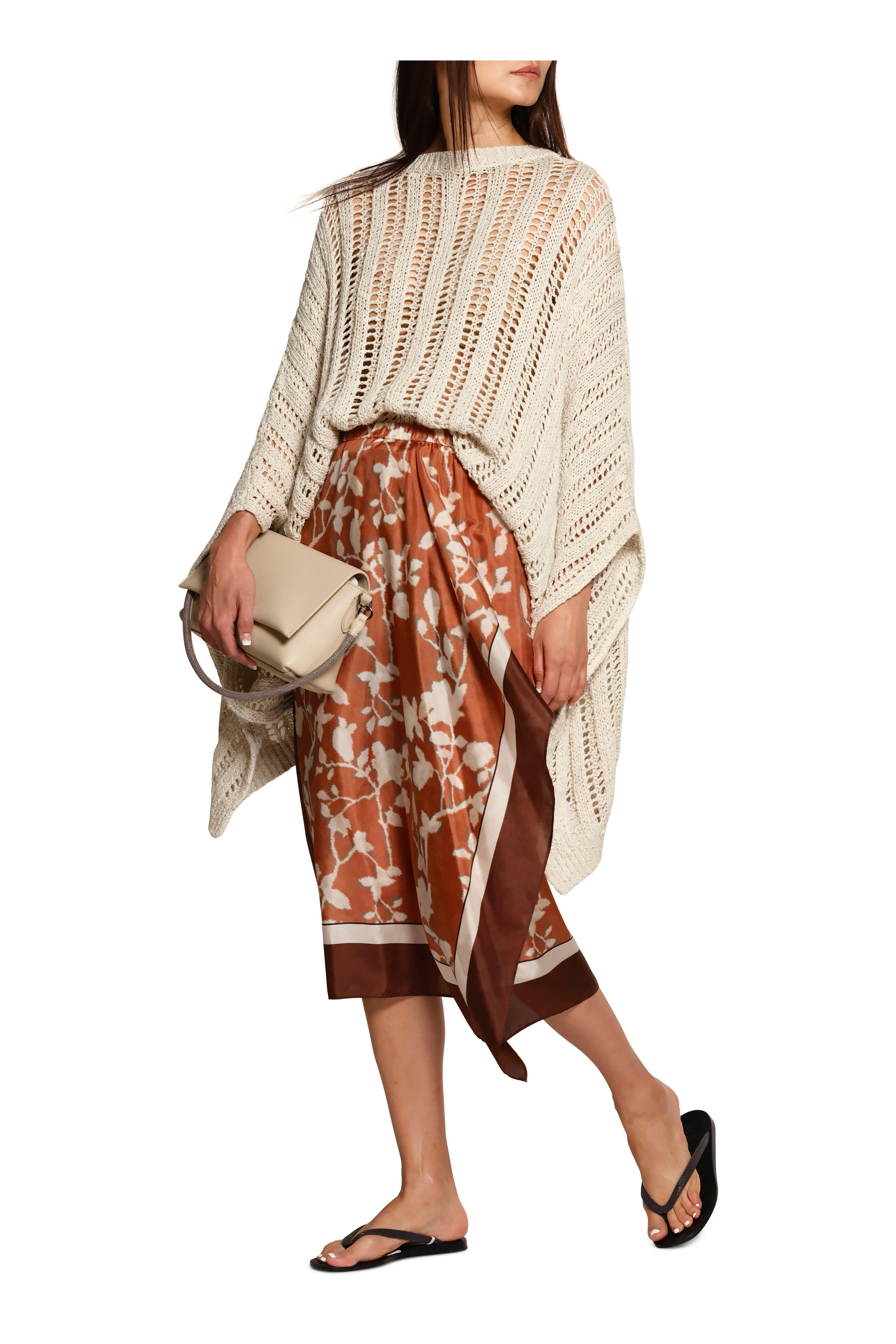 VIP【関税送料無料】希少 Brunello Cucinelli Silk Midi Skirt Brunello Cucinelli Silk Midi Skirt | Brown | FARFETCH