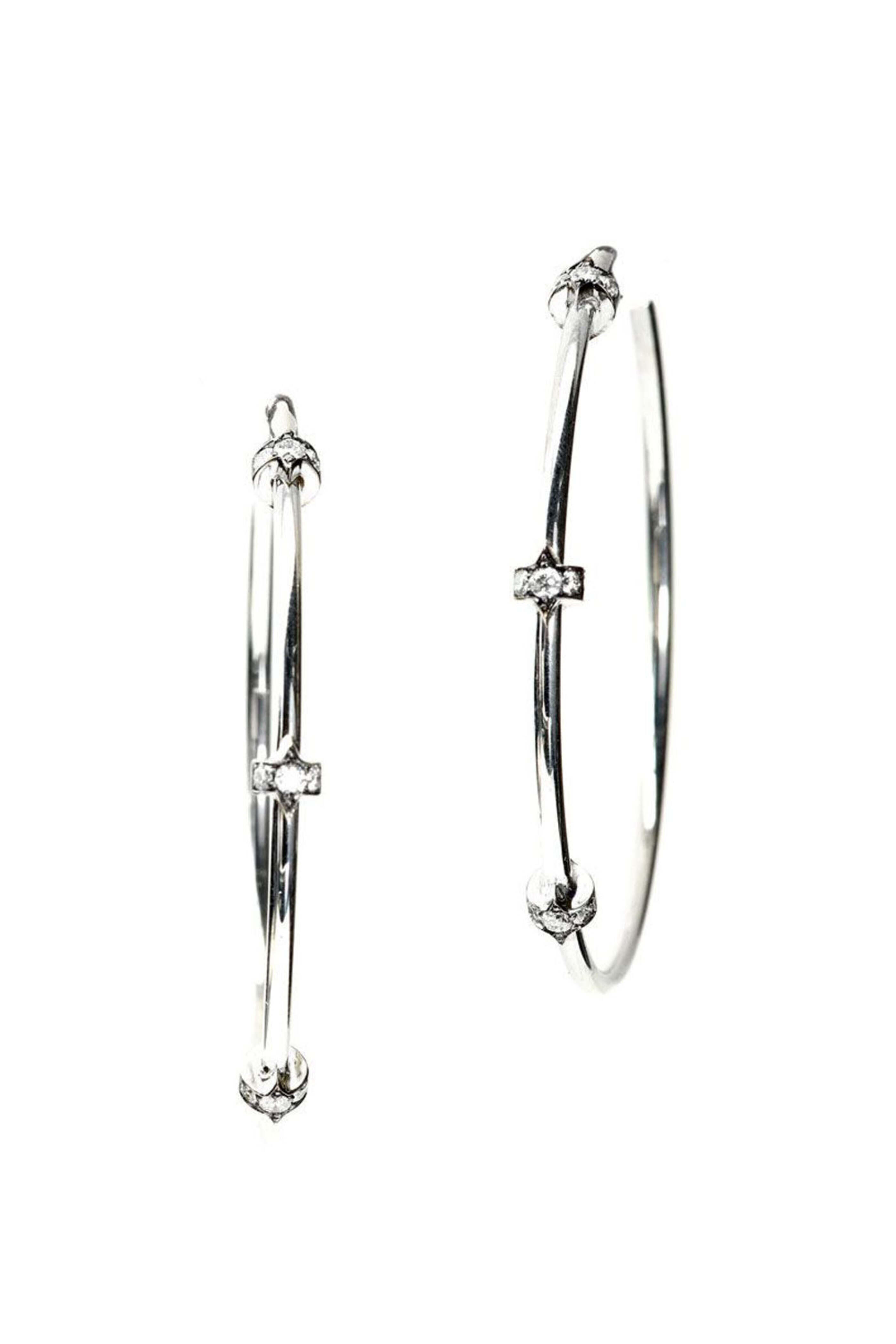 Sylva & Cie - White Gold and Diamond Hoop Earrings