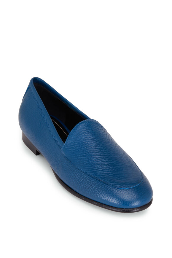 Kiton - Teal Grained Leather Loafer