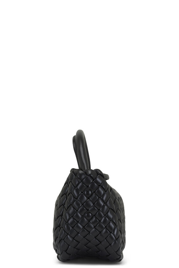 Bottega Veneta - Mini Cobble Black Leather Top-Handle Bag