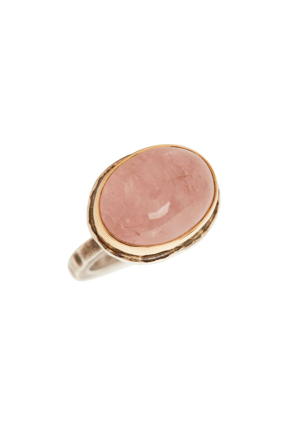 Tina Negri - Sterling Silver Oval Morganite Ring 