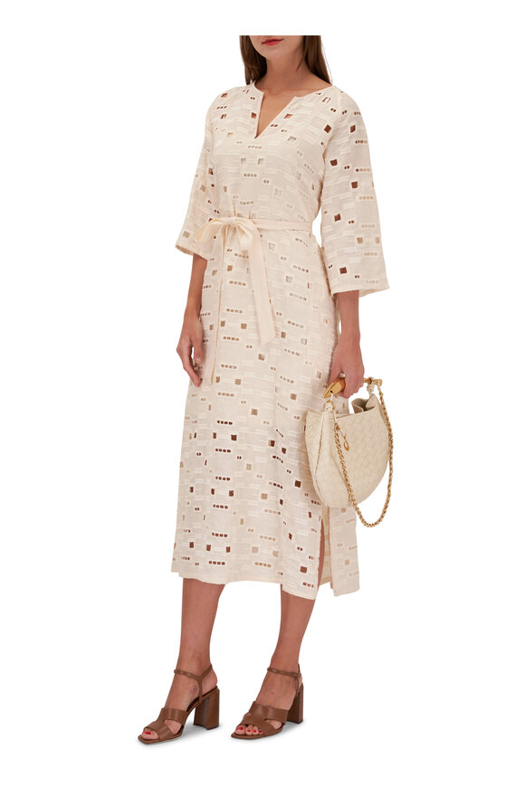 Kiton - Creamy White Linen Maxi Dress 