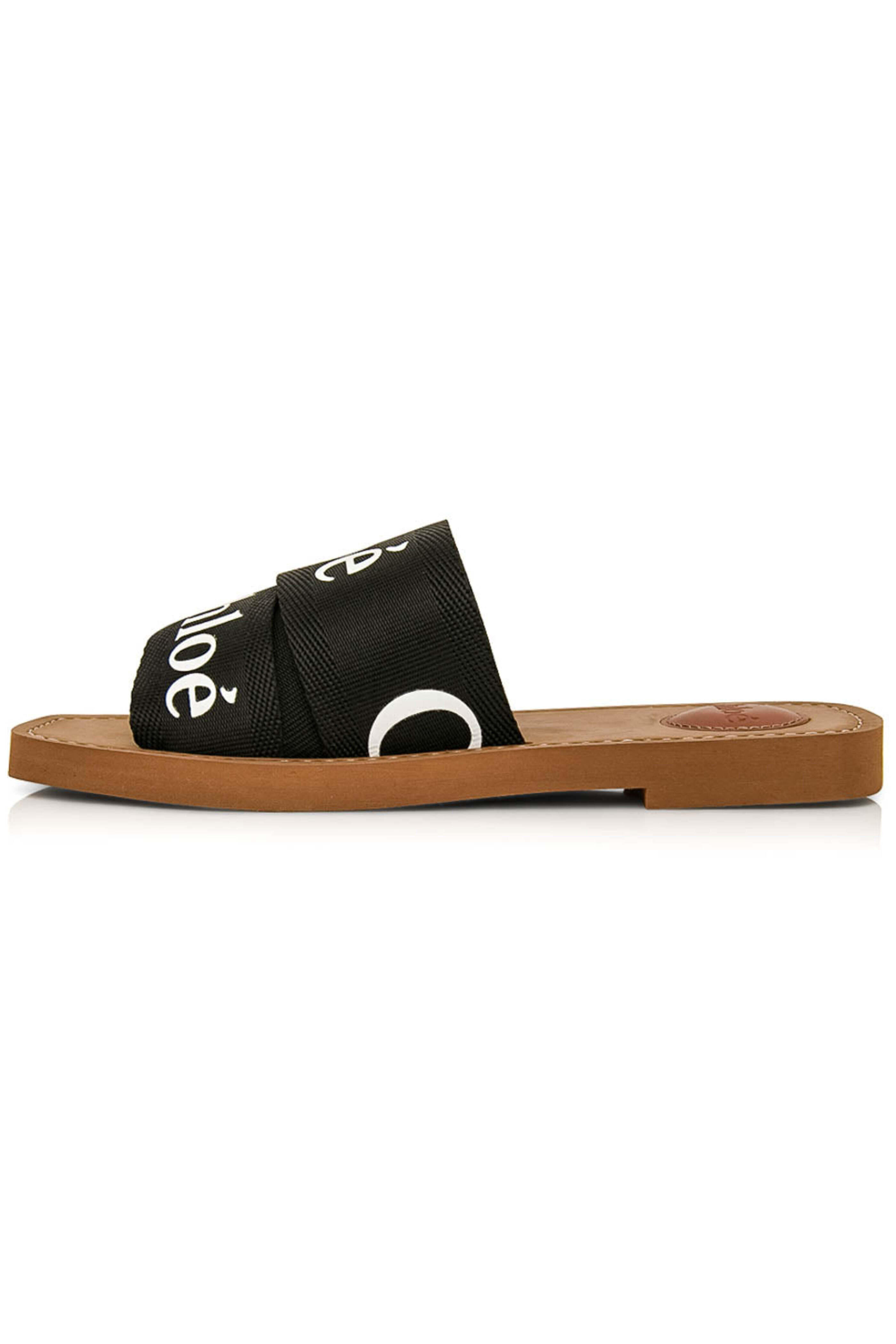 Chloé - Woody Flat Mule in Black Canvas