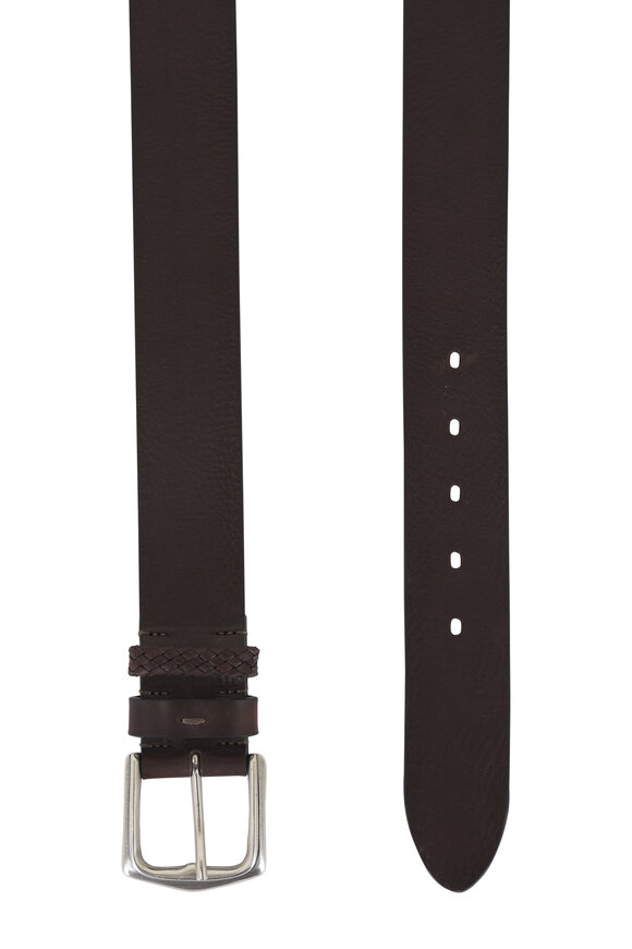 Veneta Cinture Brown Braided Keeper Leather Belt - view 2