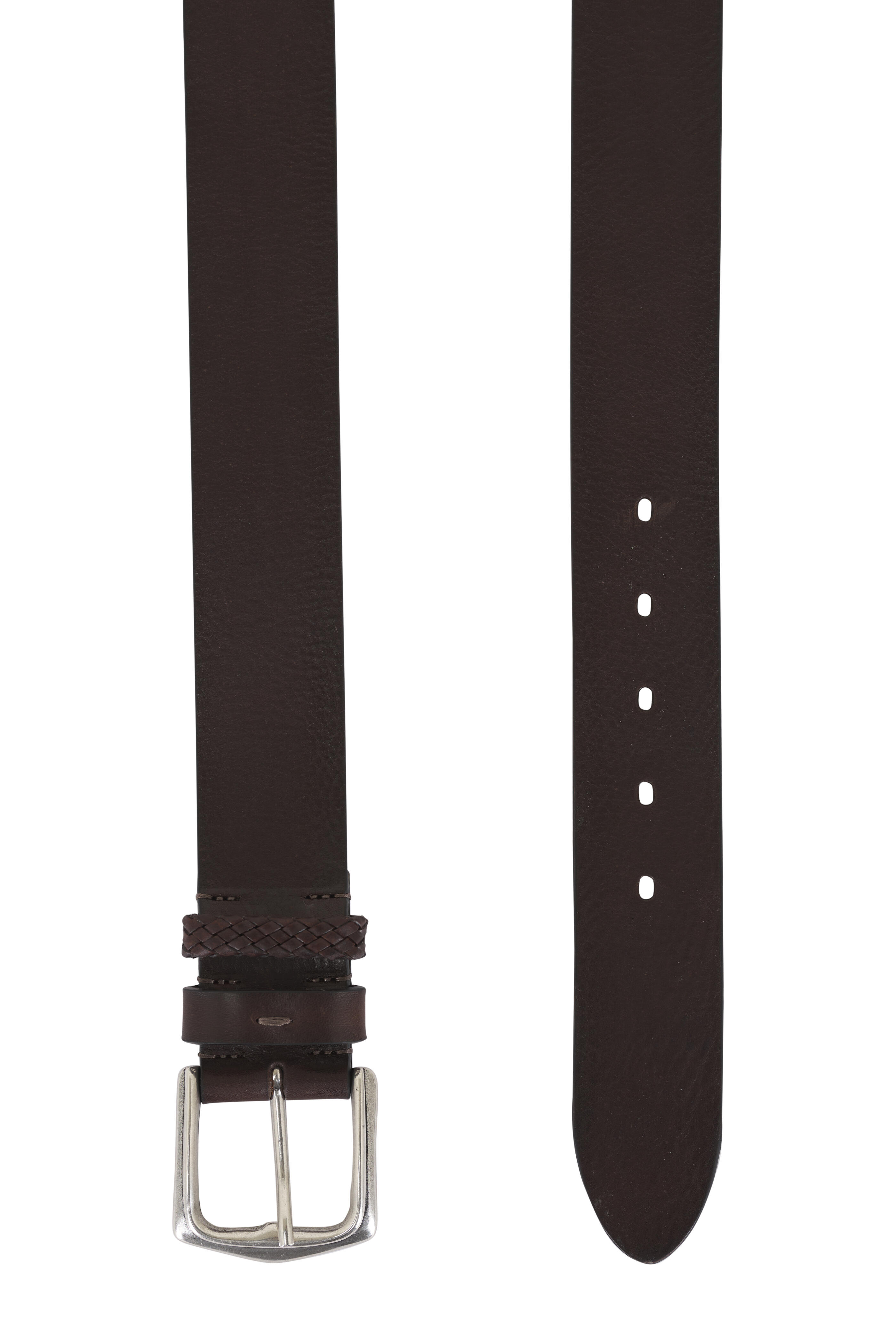 Veneta Cinture - Brown Braided Keeper Leather Belt