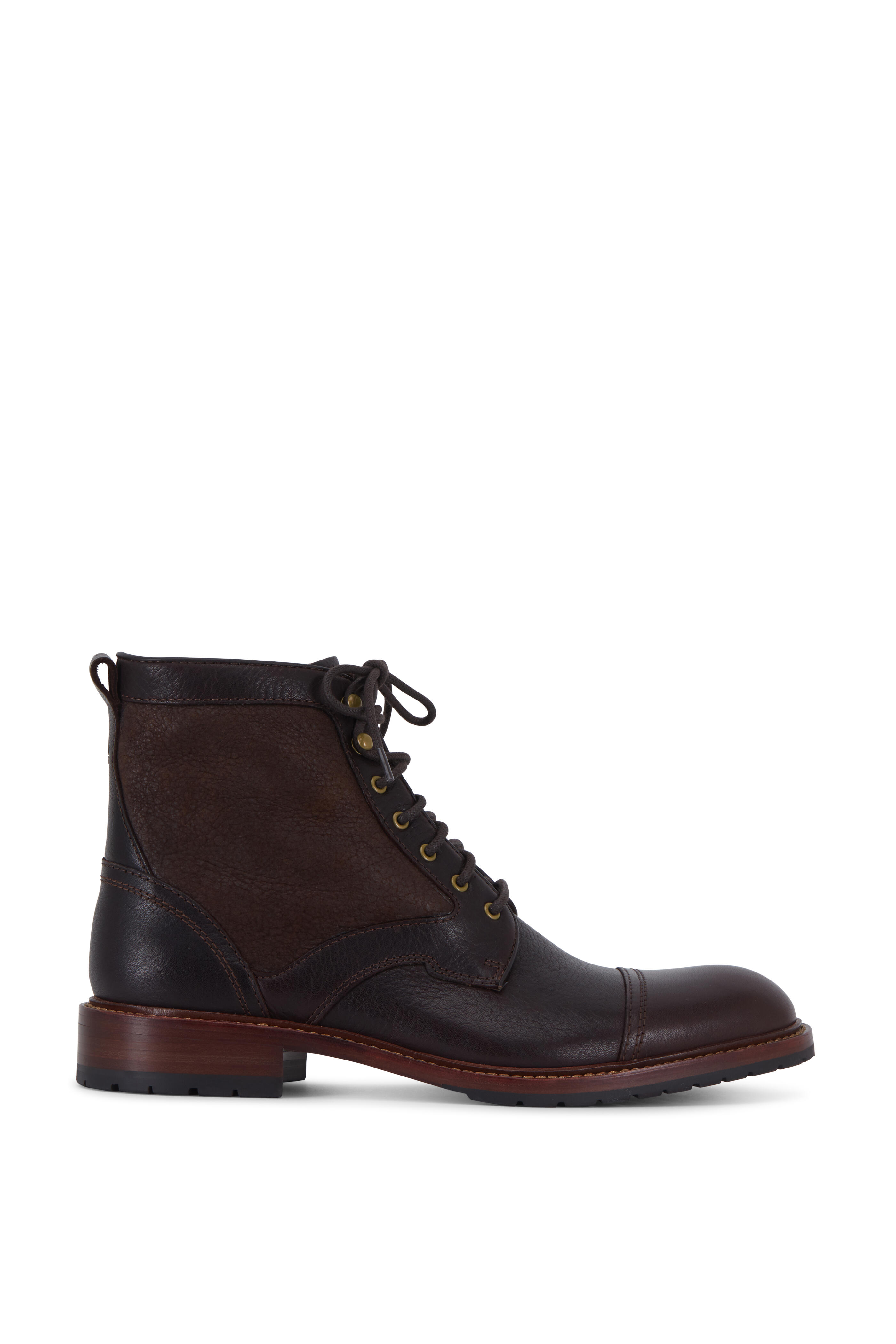 Trask Lawrence Espresso Steer Leather Shearling Boot