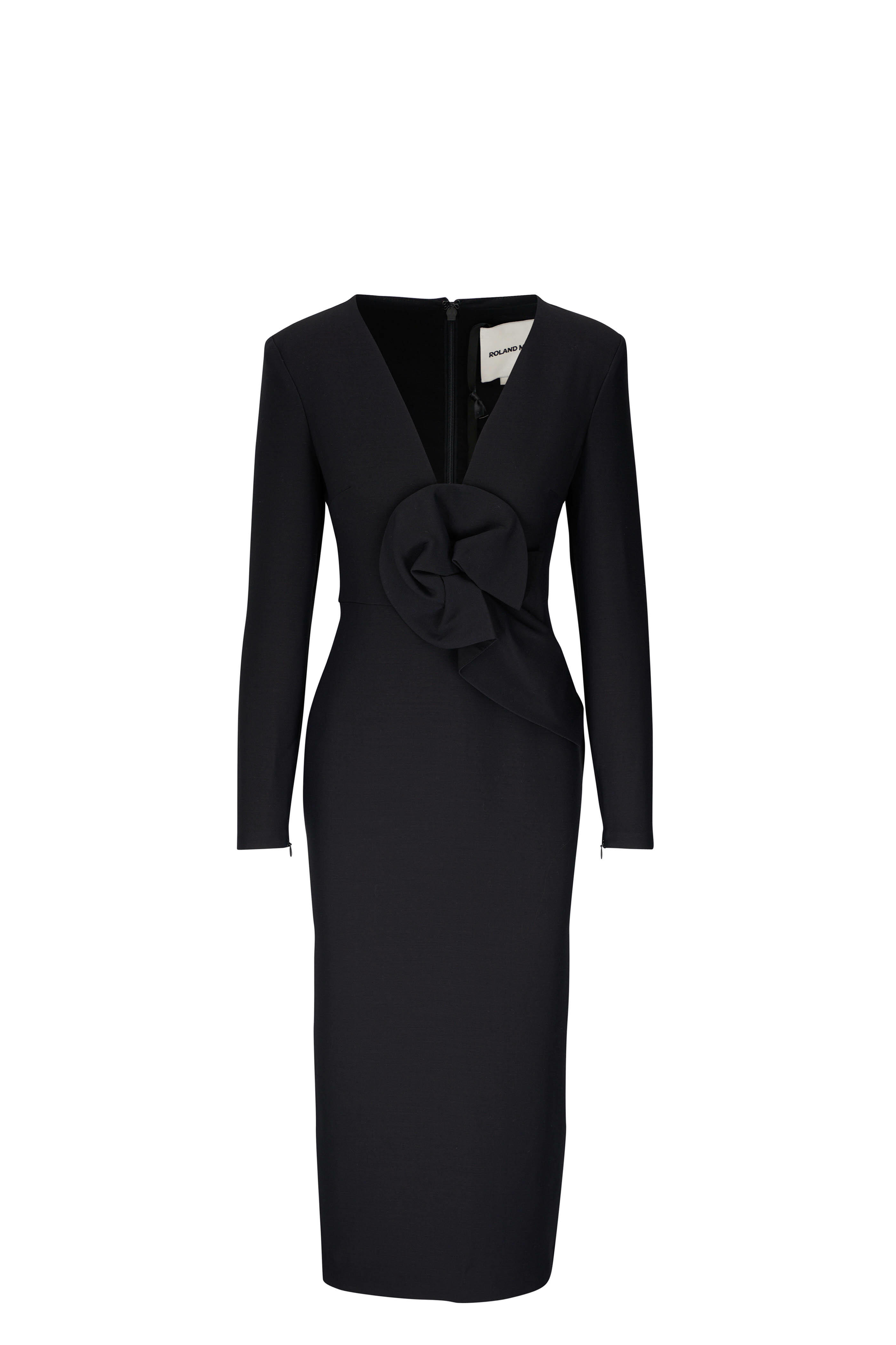 Roland Mouret - Black Wool & Silk Midi Dress | Mitchell Stores