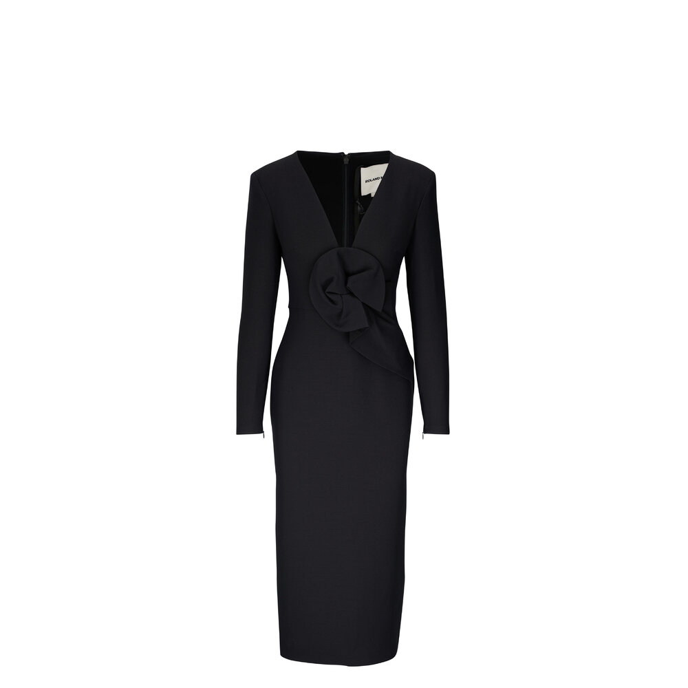 Roland Mouret - Black Wool & Silk Midi Dress | Mitchell Stores