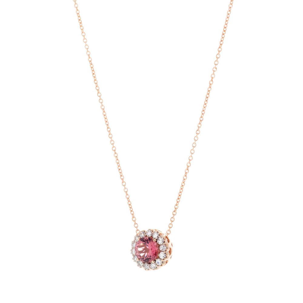 Selim Mouzannar - Diamond & Pink Tourmaline Pendant Necklace