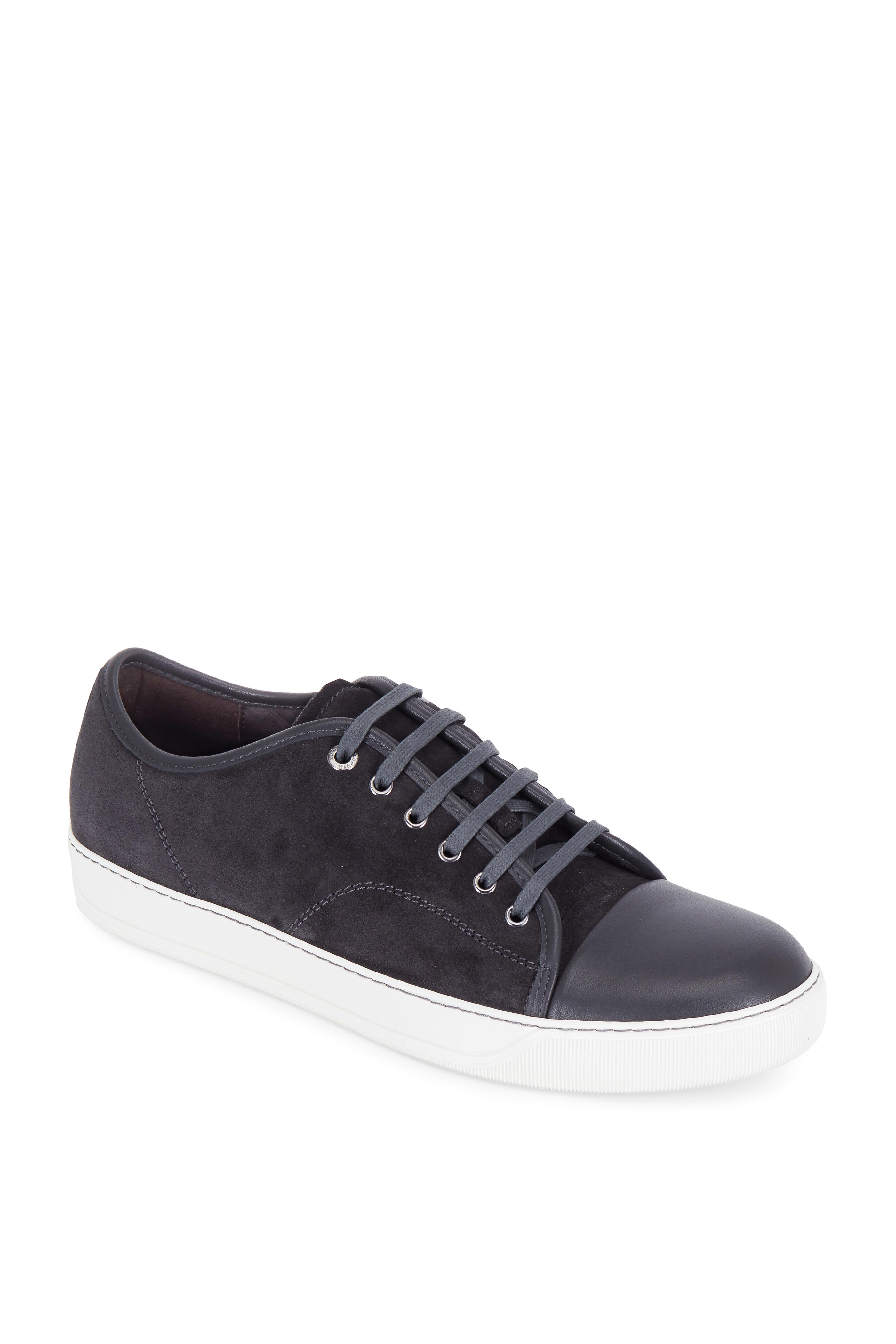 Lanvin - Asphalt Suede Cap-Toe Sneaker | Mitchell Stores