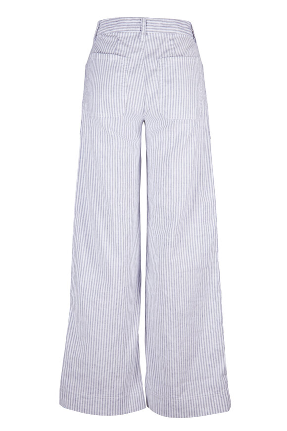 Frank & Eileen Limerick Navy & White Stripe Linen Wide Leg Pant - view 2