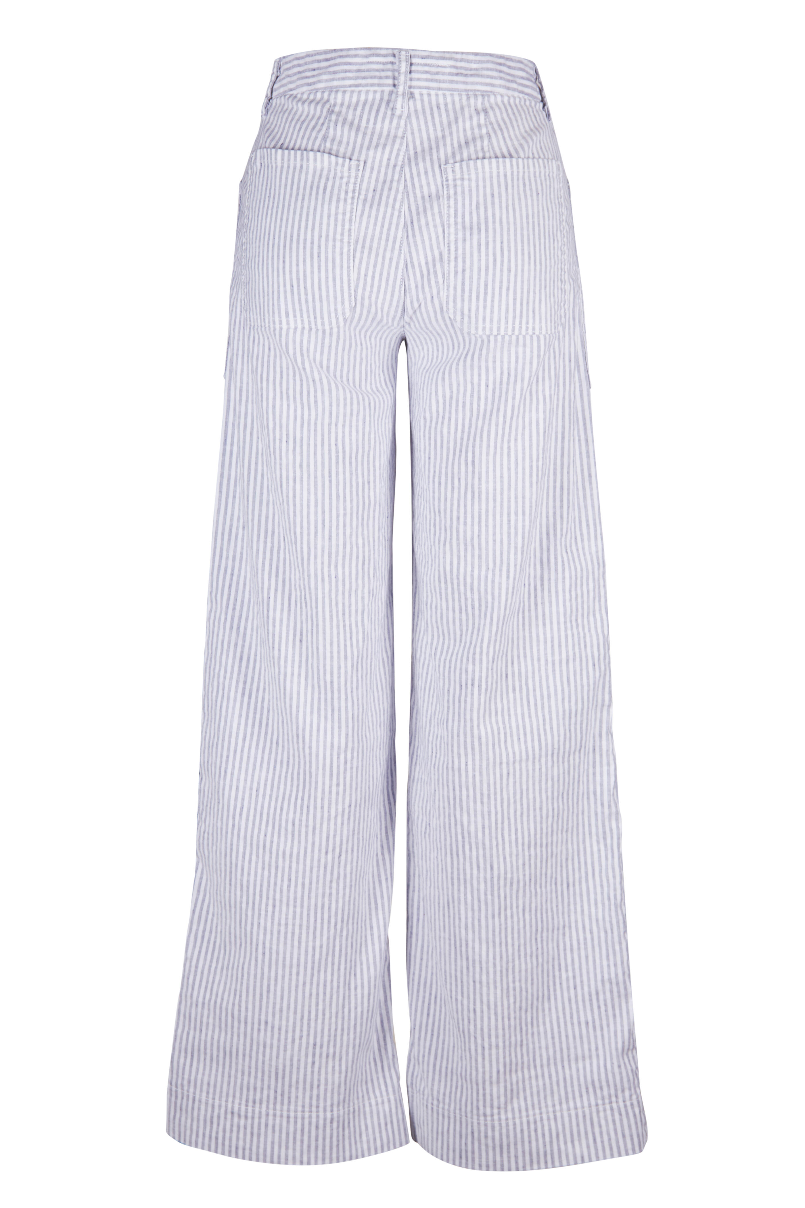 Frank & Eileen - Limerick Navy & White Stripe Linen Wide Leg Pant - view 2
