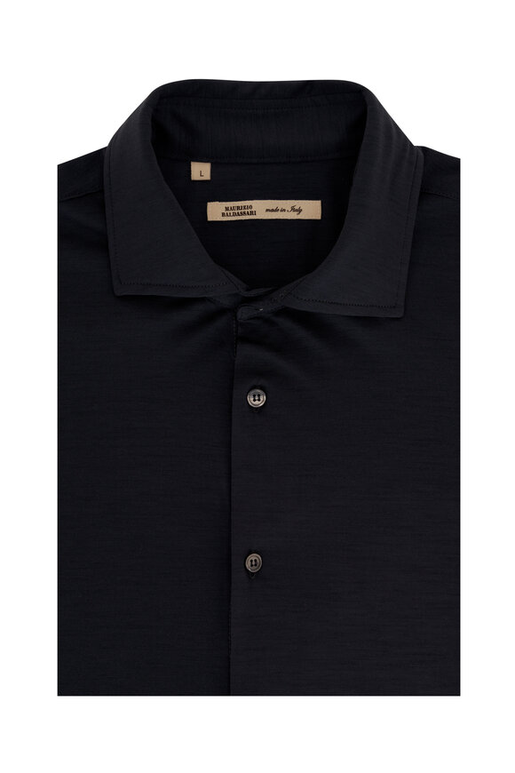 Maurizio Baldassari - Dark Gray Jersey Wool Button Down