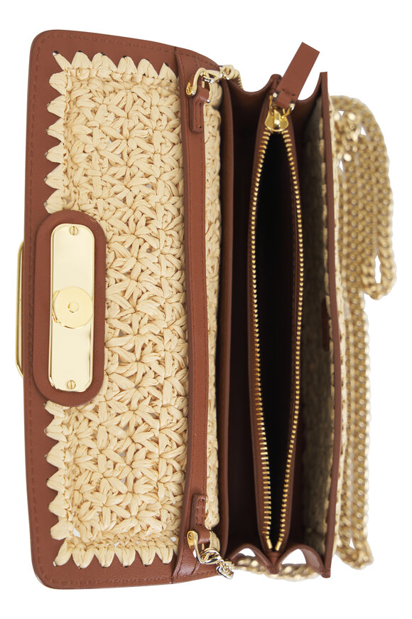 Valentino Garavani - Vlogo Natural Raffia & Leather Chain Wallet