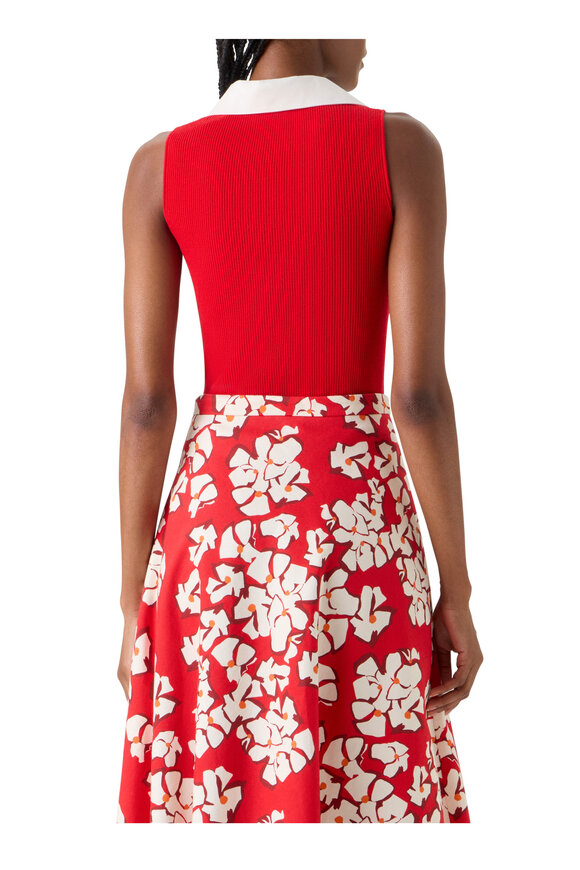 Akris Punto Red & White Sleeveless Polo Knit Tank - view 3