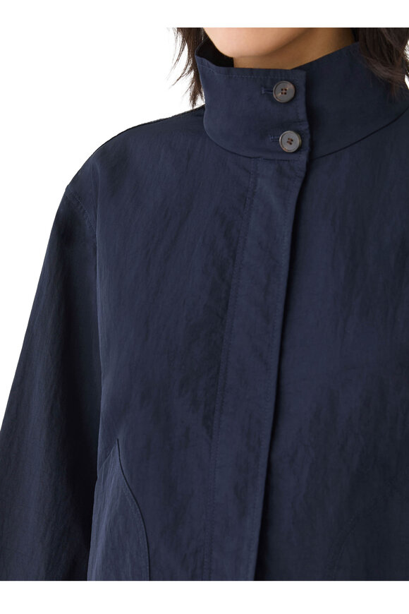 Lafayette 148 New York Calvary Blue Ink Twill Funnel Neck Jacket - view 4