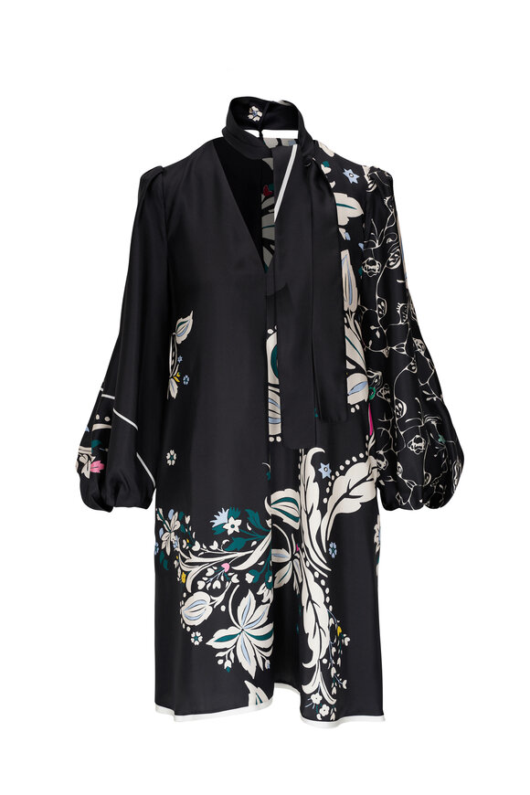 Dorothee Schumacher - Black Flower Whirl Silk Dress 