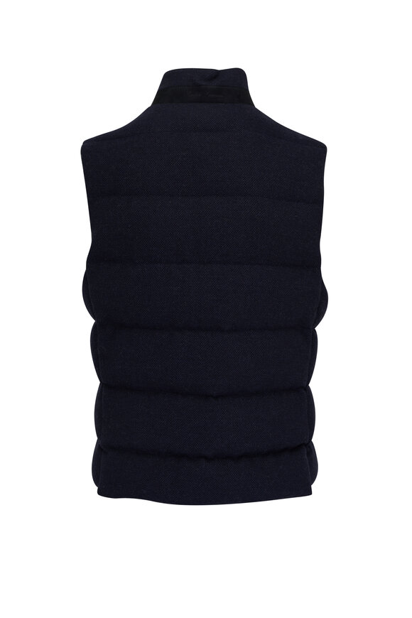 Ralph Lauren Purple Label - Whitewell Navy Wool, Linen & Silk Down Vest