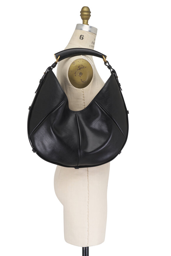Saint Laurent Medium Mombasa Black Leather Top Handle Bag - view 5