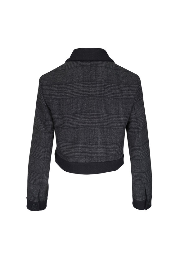 Akris Lewitt Gray & Black Plaid Short Knit Jacket - view 3