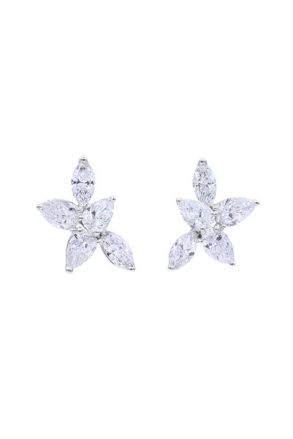 Oscar Heyman 18k White Gold Diamond Star Earrings