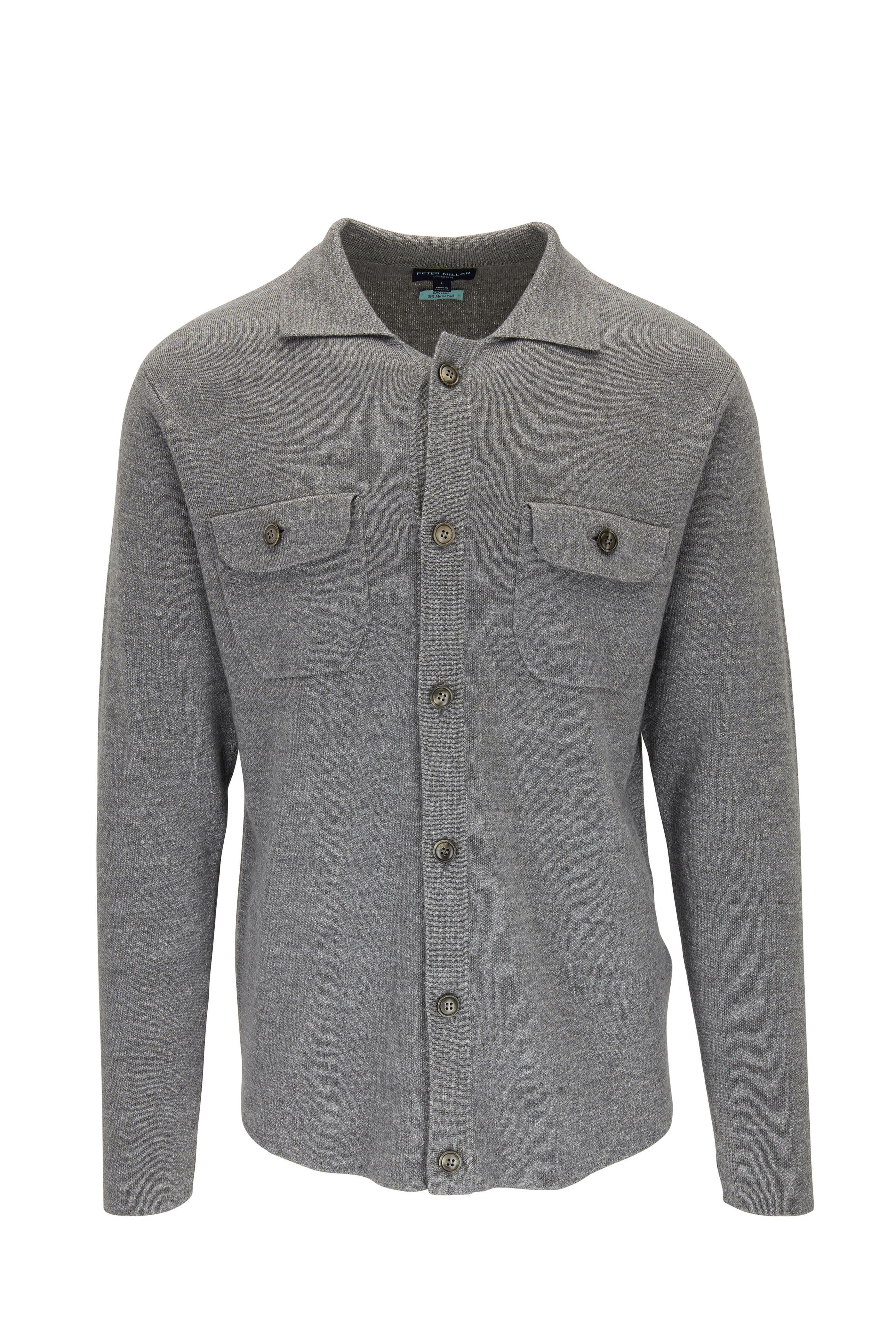 Peter Millar - Gray Linen & Wool Sweater Shirt | Mitchell Stores