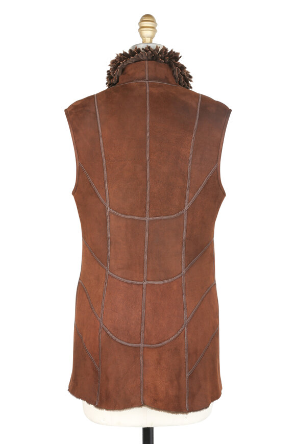 Viktoria Stass - Mocha Shearling Fringed Vest