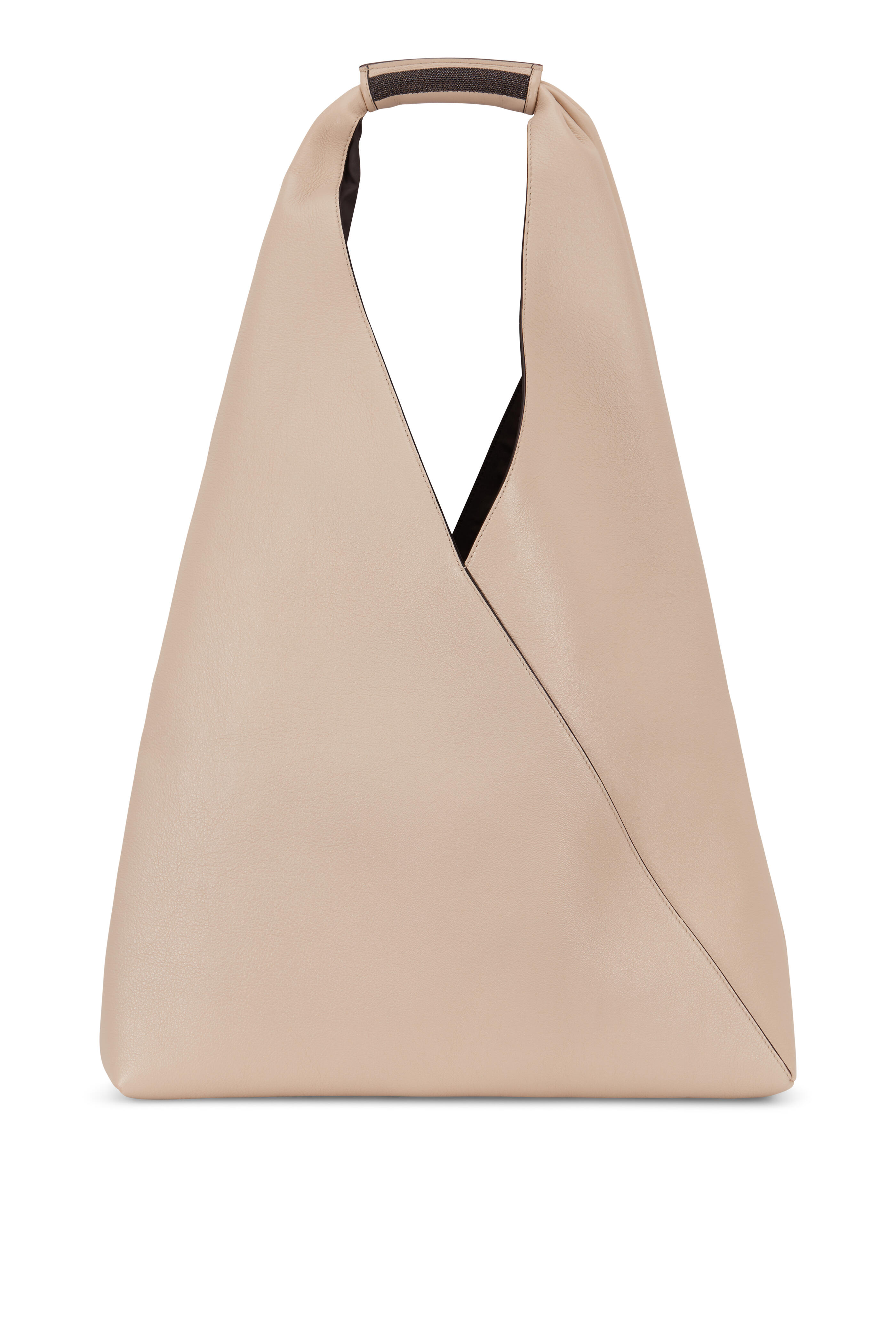 Brunello Cucinelli - Light Beige Leather Large Triangle Bag