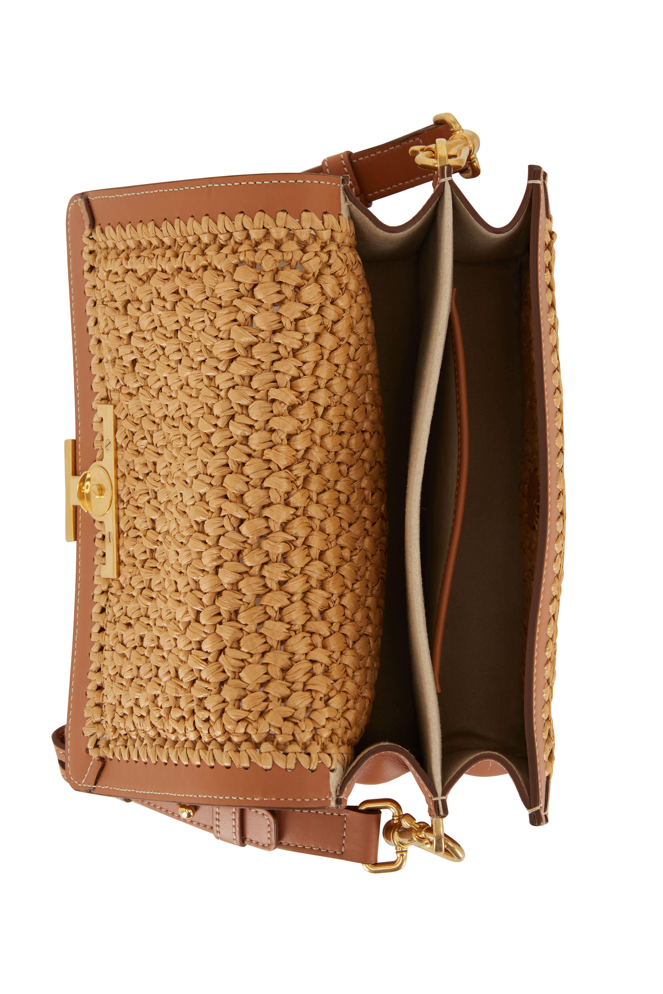 Tod's - T Flap Natural Crochet & Leather Shoulder Bag
