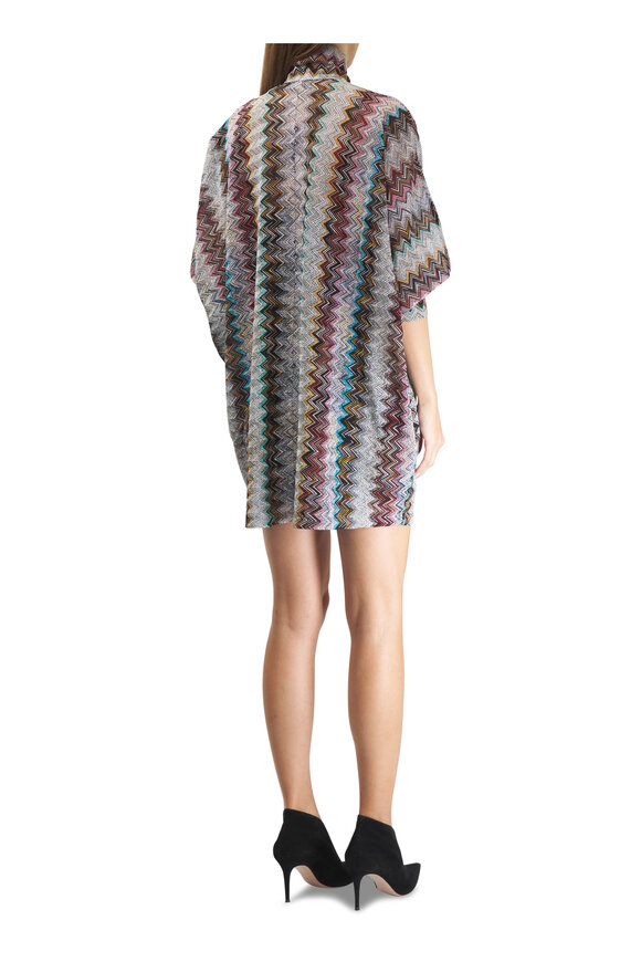 Missoni - Multicolor ZigZag Tie Neck Mini Dress