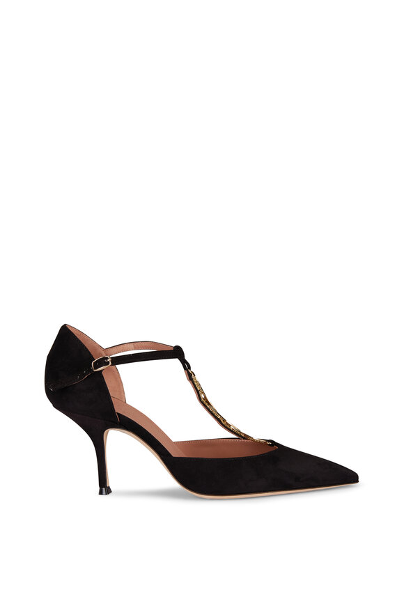 Malone Souliers Kali Black Suede Disc Sandal, 70mm - view 2