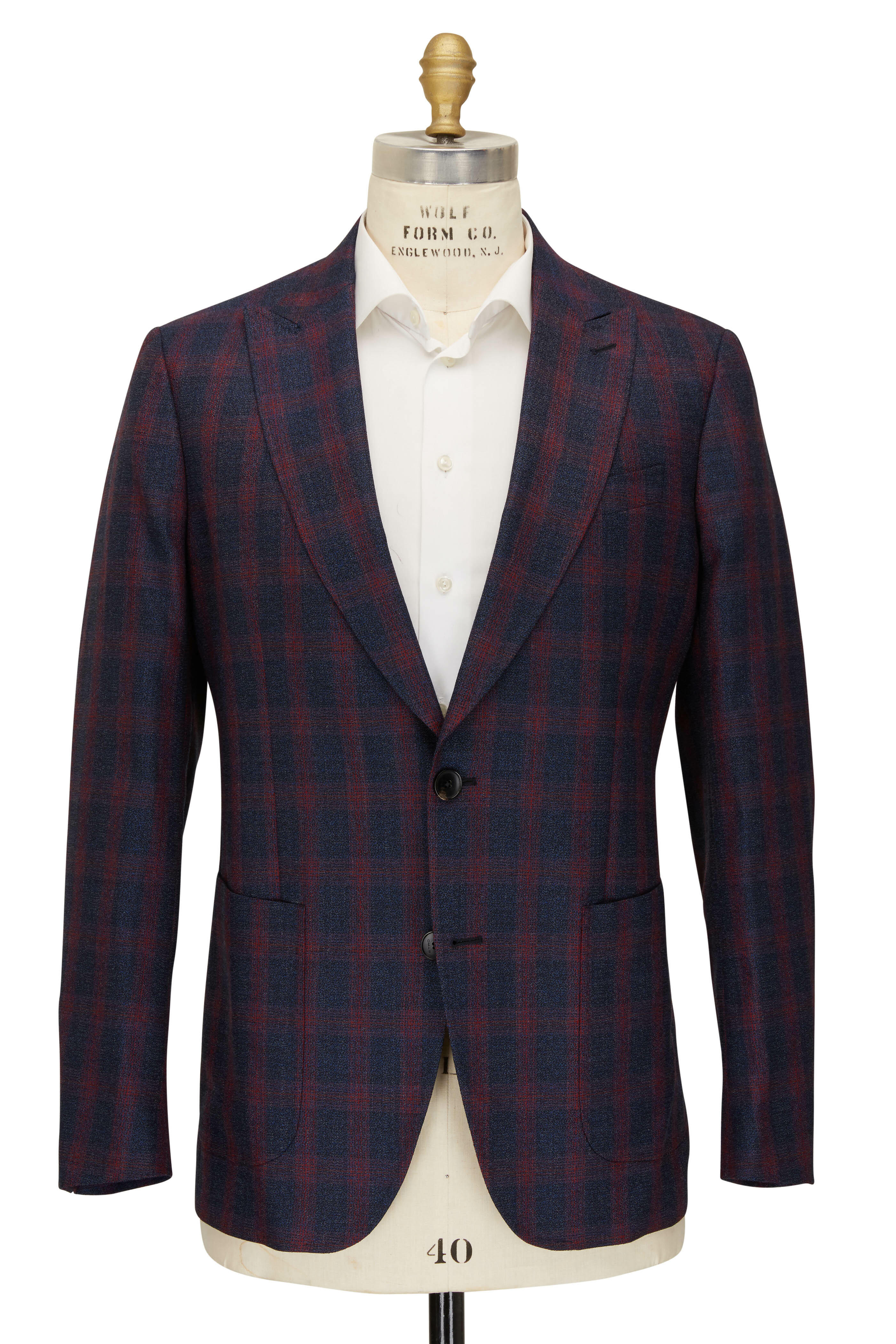 Etro - Blue & Red Plaid Wool Suit
