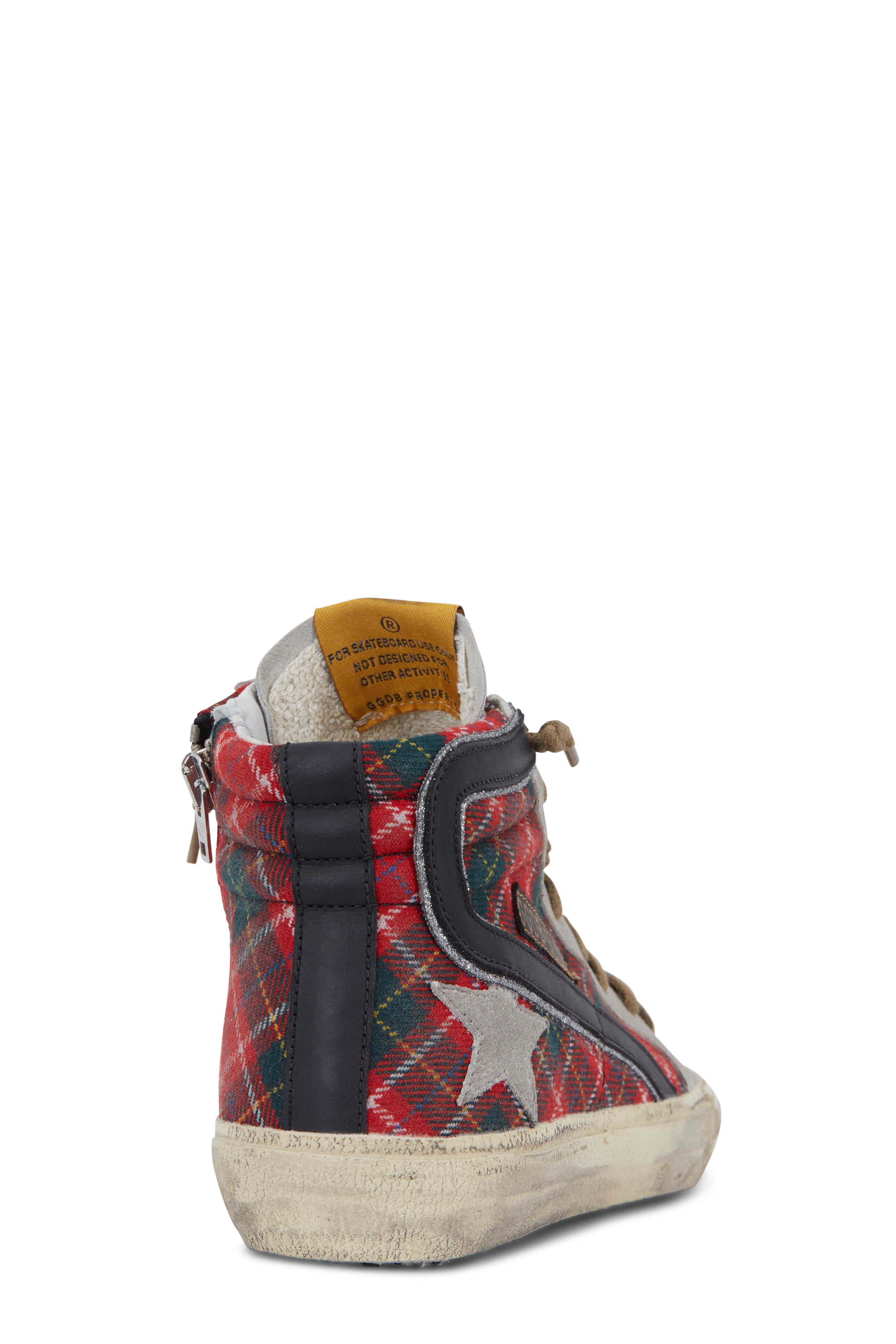 Golden Goose - Slide Red Tartan High Top Sneaker
