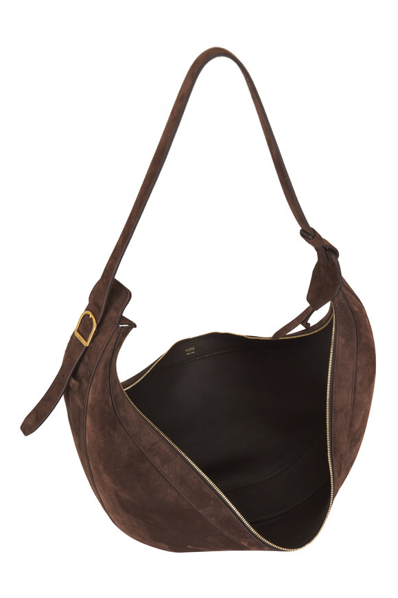 Khaite Augustina Dark Brown Suede Hobo - view 4